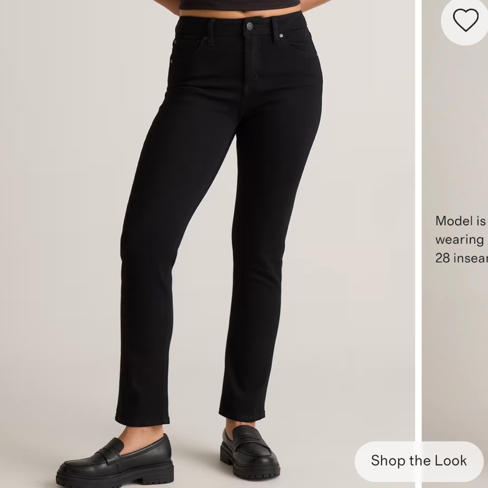Quince Luna Stretch High Rise Slim Straight Organic Cotton Jeans Black 28in 8